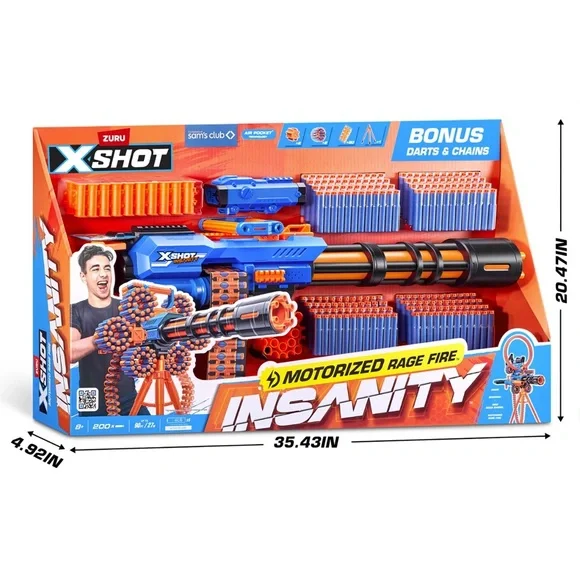 NEW Zuru X-Shot Insanity Motorized Rage Fire Blaster
